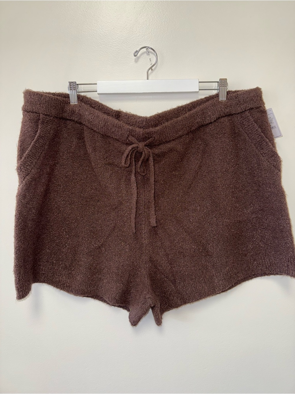 NWT Auden (2X) Brand New Brown Fuzzy Soft Knit Lounge Shorts